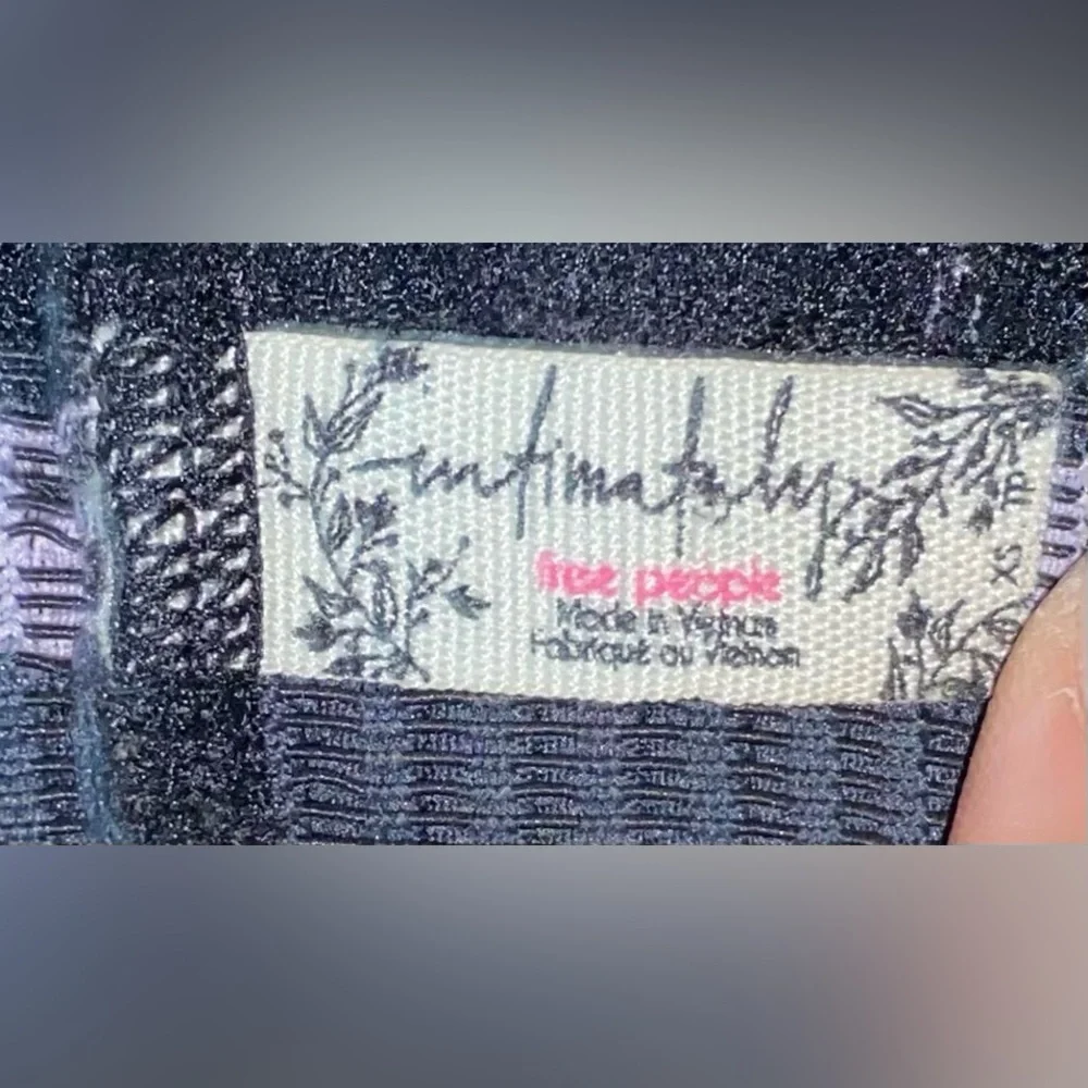 Intimately Free People Bralette Polka Dot Lace Striped Band Black Purple Size XS - Picture 3 of 3